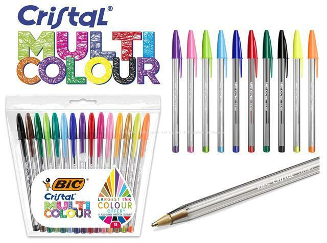 SET 15 BOLIGRAFOS BIC CRISTAL MULTICOLOR 