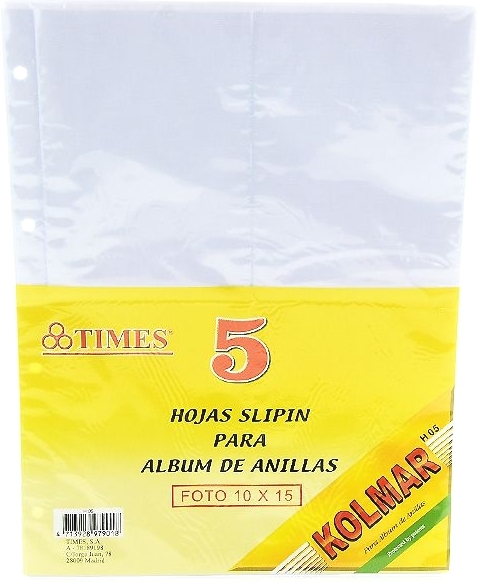 HOJAS SPLIPIN PARA ALBUM DE ANILLAS FOTO 10x15cm 5 UNIDADES 