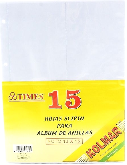 HOJAS SPLIPIN PARA ALBUM DE ANILLAS FOTO 10x15cm 15 UNIDADES 