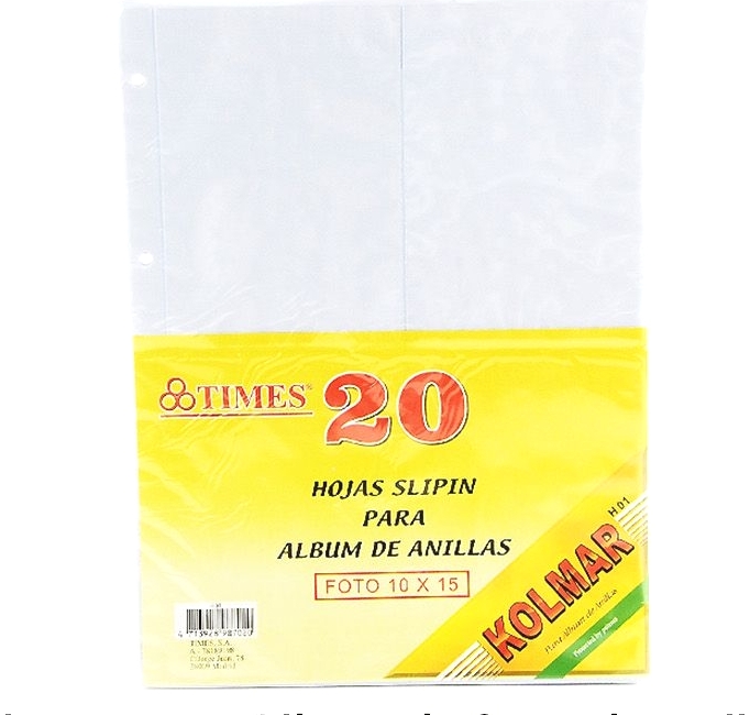 HOJAS SPLIPIN PARA ALBUM DE ANILLAS FOTO 10x15cm 20 UNIDADES 