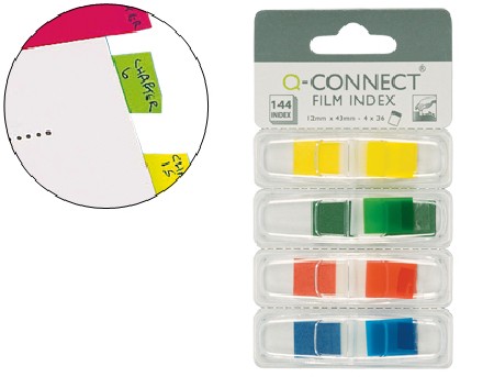 BANDERITAS SEPARADORAS Q-CONNECT DISPENSADOR 4 COLORES