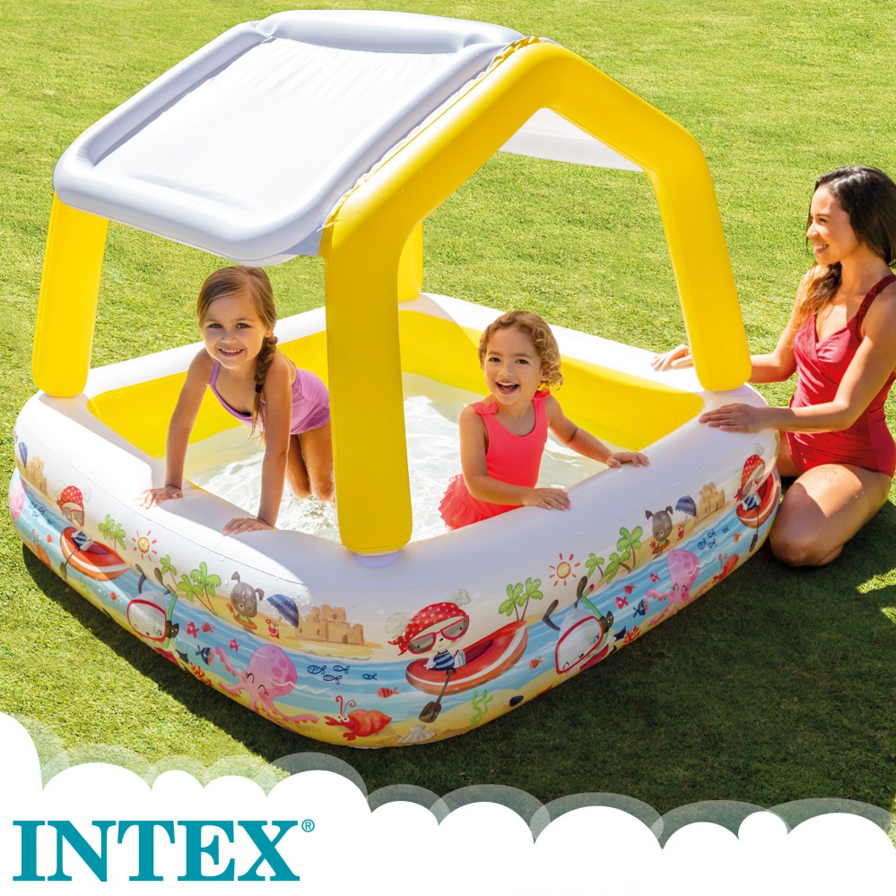 PISCINA HINCHABLE CON TOLDO 157x157x122 cm - 295L 