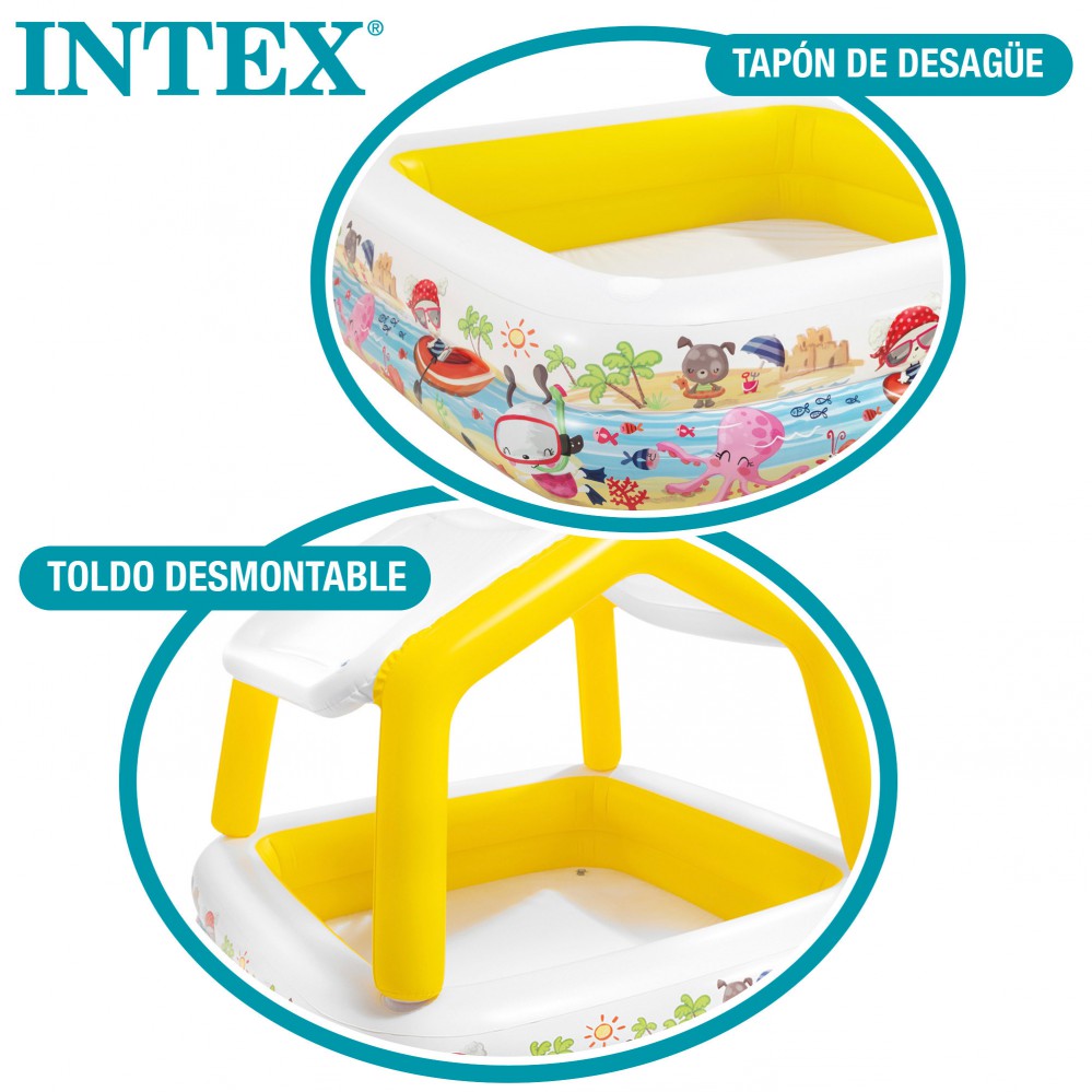 PISCINA HINCHABLE CON TOLDO 157x157x122 cm - 295L 