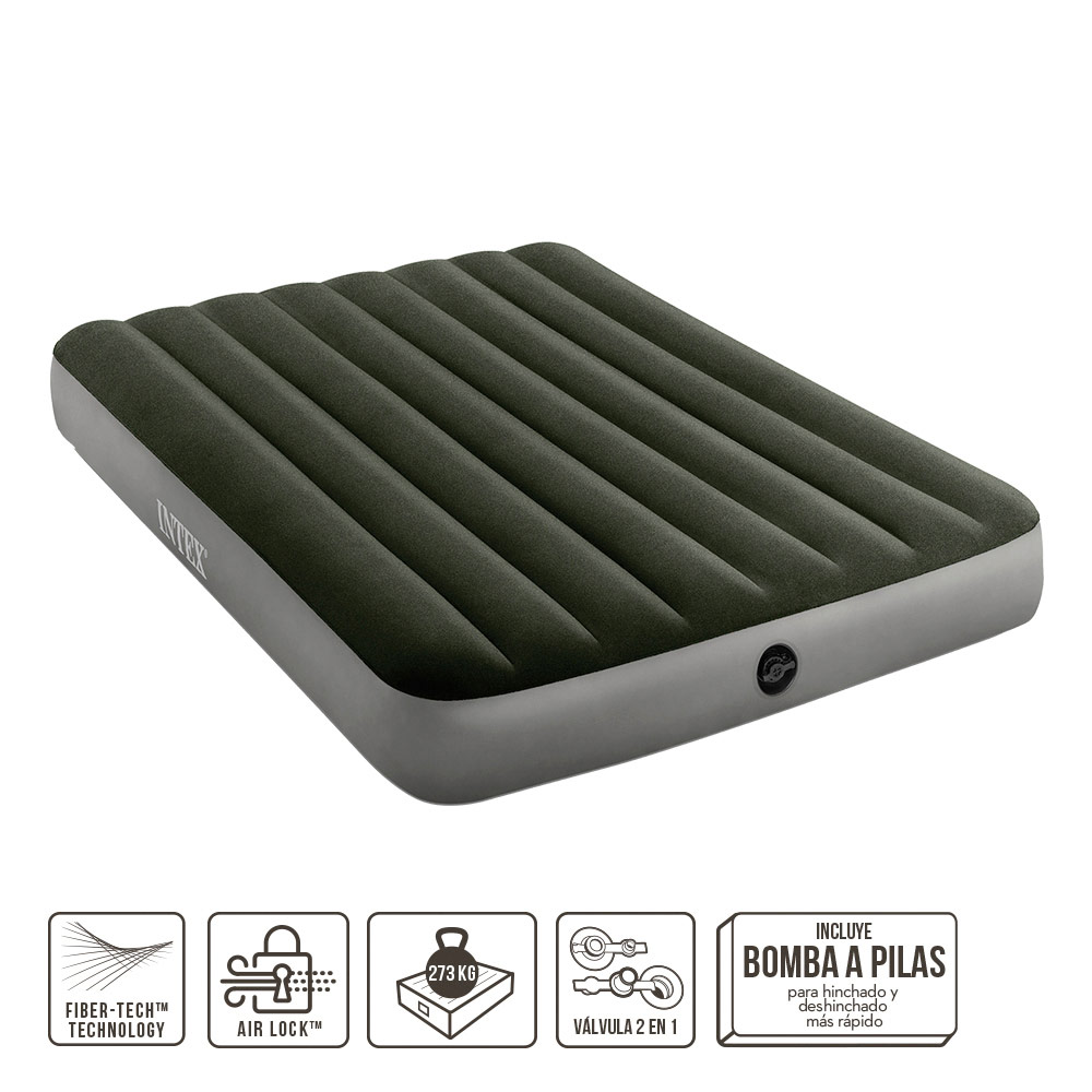 CAMA AIRE FULL DURA-BEAM PRESTIGE - 137x191x25 cm (verde) | C/BOMBA PILAS 