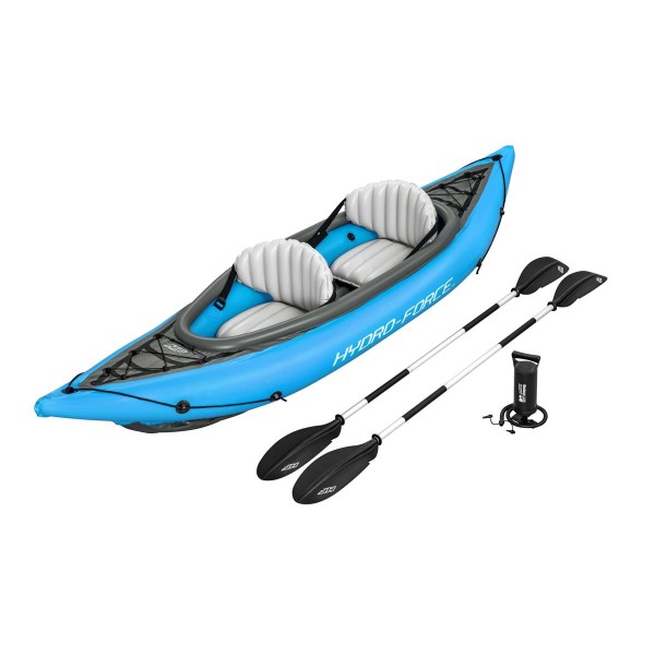BESTWAY. HYDRO-FORCE. KAYAK INFLABLE DOBLE COVE CHAMPION X2. 331 X 88 CM. CON REMOS Y BOMBA DE MANO