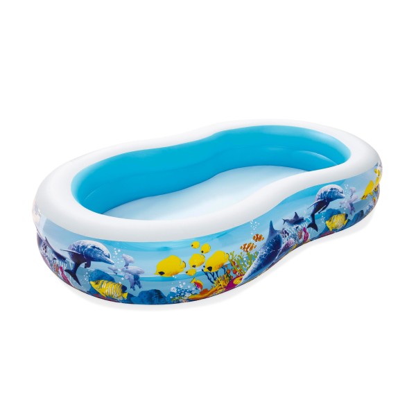 BESTWAY. PISCINA INFLABLE FAMILIAR 2 ANILLOS INFLABLES FONDO MAR 262 X 157 X 46 CM