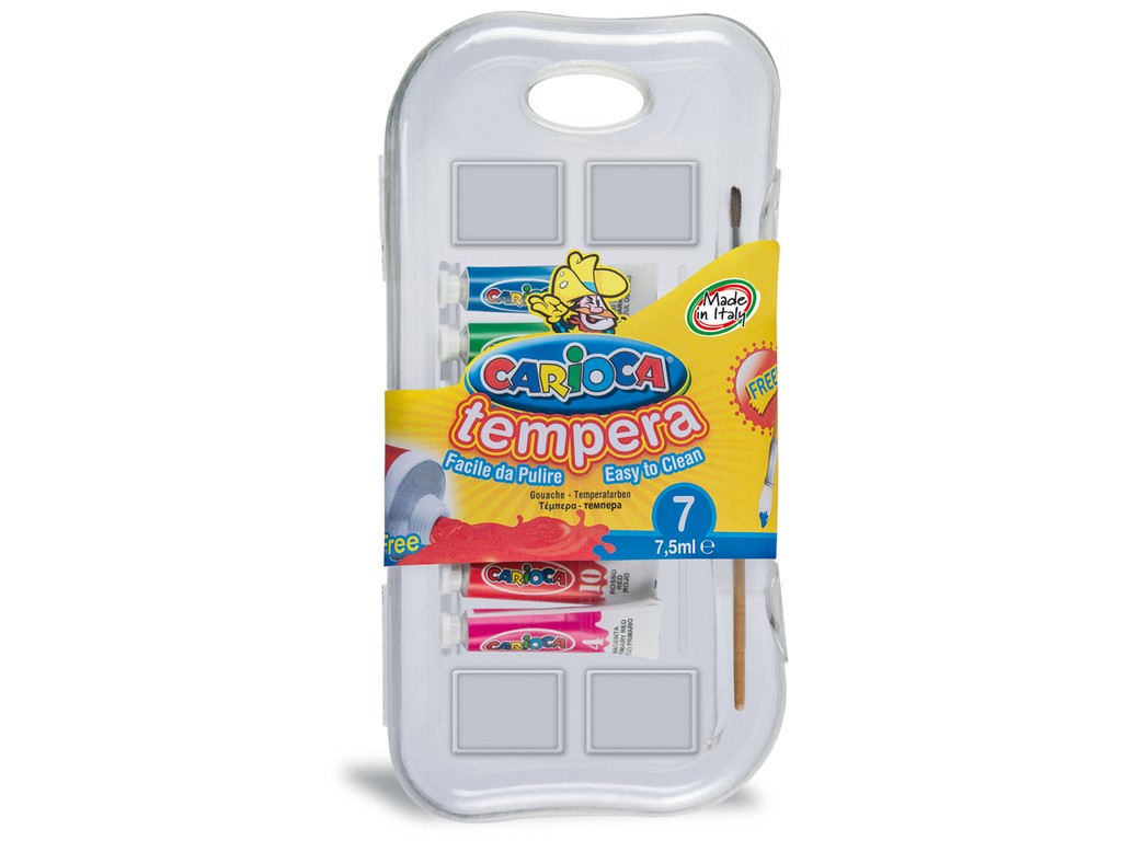 CAJA 7 TEMPERAS 7,5 ML+PINCEL METAL