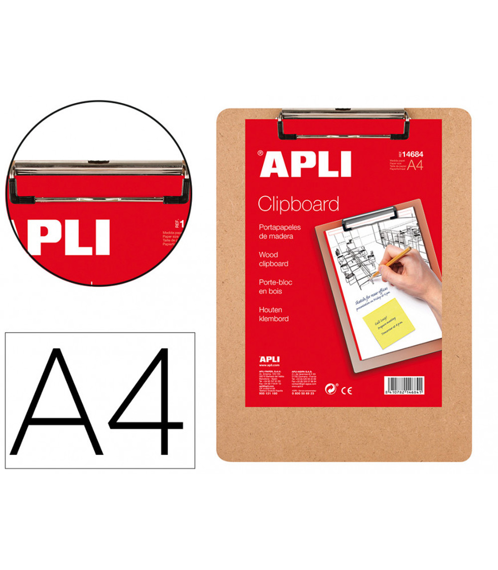 APLI PORTAPAPELES DE MADERA MARRON A4 