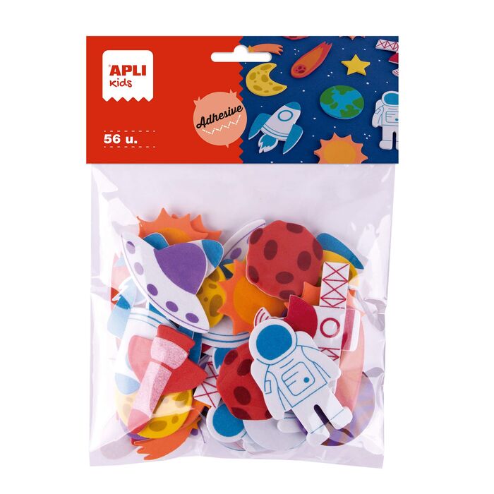 BOLSA DE 56 FORMAS EN GOMA EVA ADHESIVA DISEÑO ESPACIO