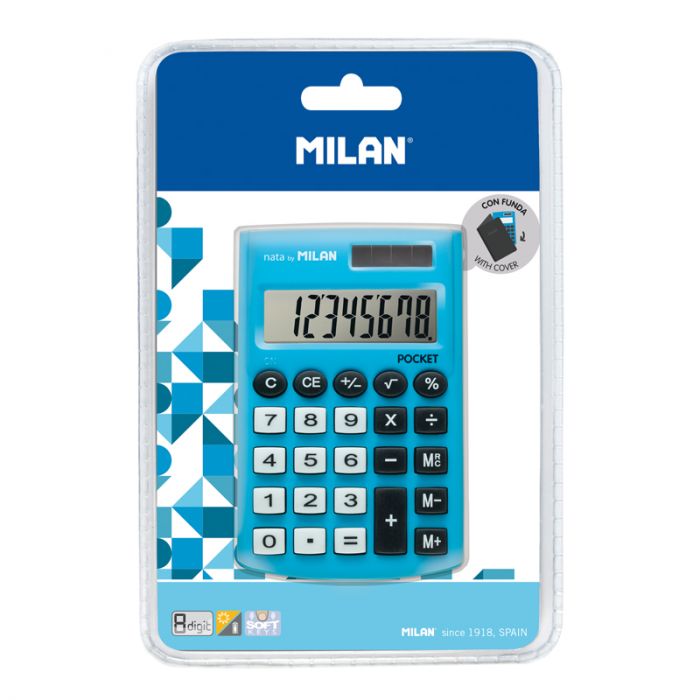 CALCULADORA MILAN POCKET C/FUNDA AZUL 