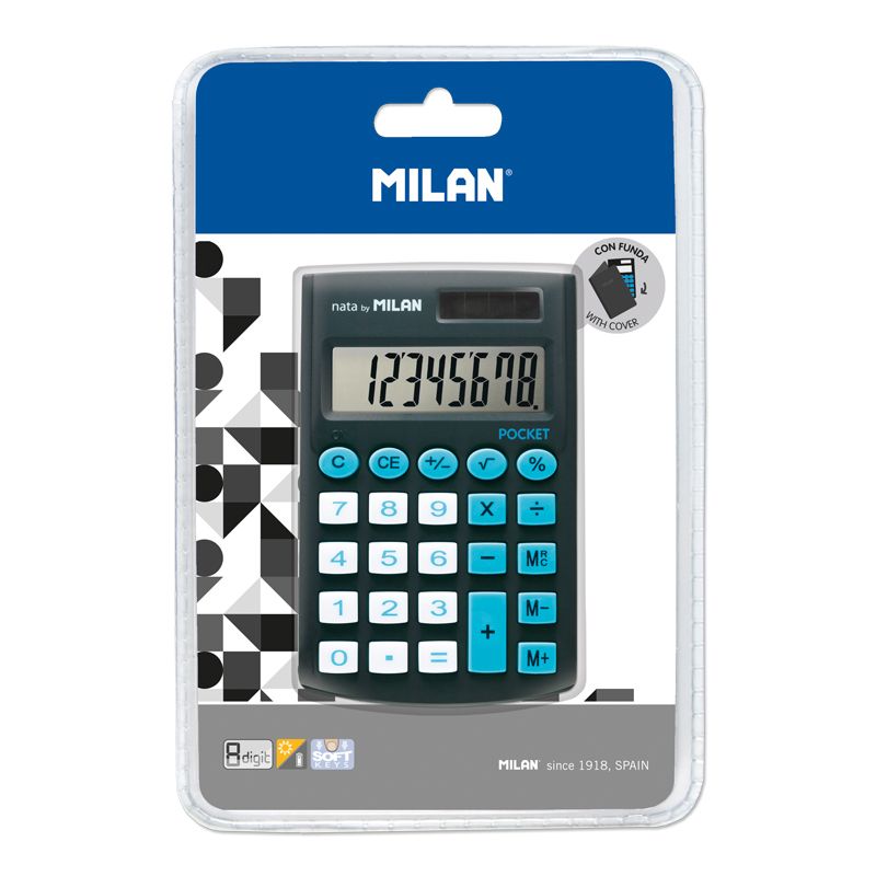 CALCULADORA MILAN POCKET C/FUNDA NEGRO 