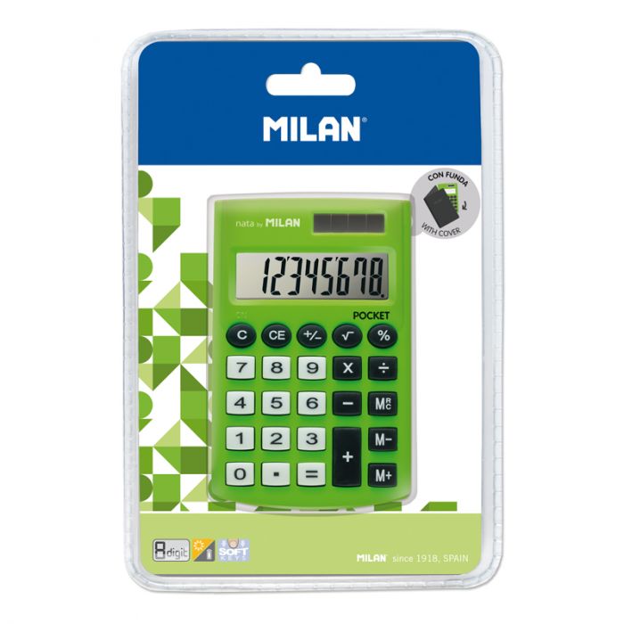 CALCULADORA MILAN POCKET C/FUNDA VERDE 