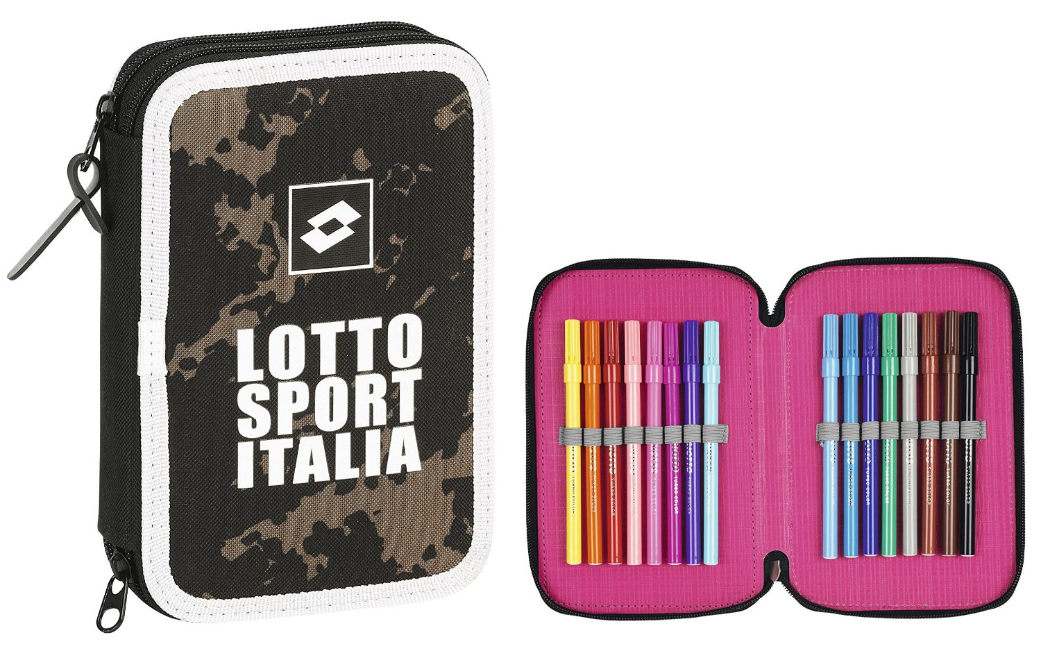 Lotto - Plumier doble, diseño Italia, 34 piezas, 13 x 20 cm