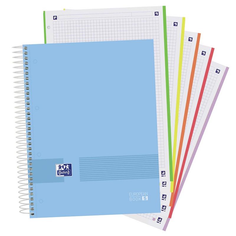 CUADERNO OXFORD A4 120H CUADRO 5X5 5 COLORES