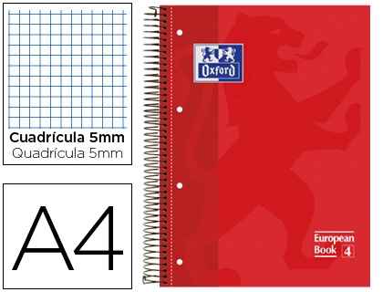 LIBRETA OXFORD A4 - CUADROS ROJO 