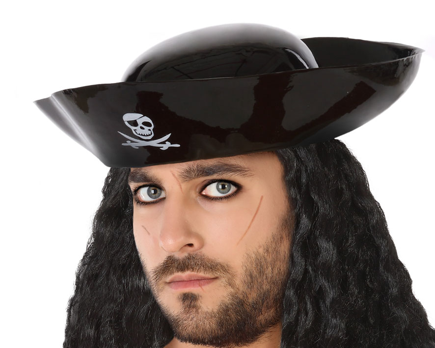 SOMBRERO PIRATA PVC NEGRO