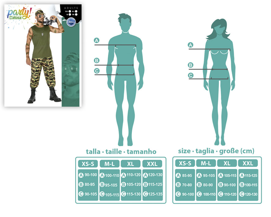 DISFRAZ MILITAR HOMBRE ADULTO CAMUFLAJE VERDE 