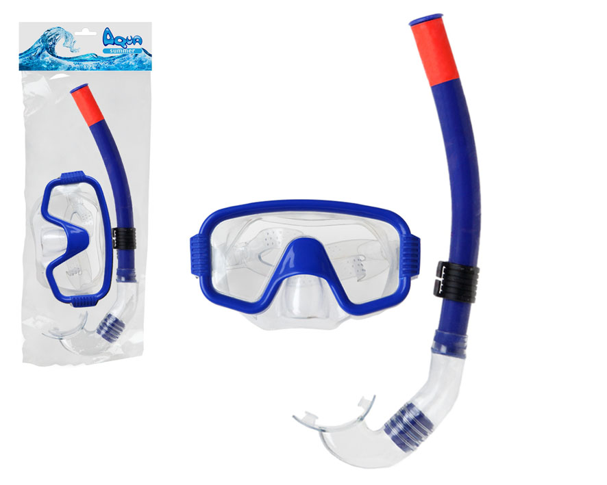 GAFAS BUCEO CON TUBO 17.5X45X6CM PVC AZUL ADULTO