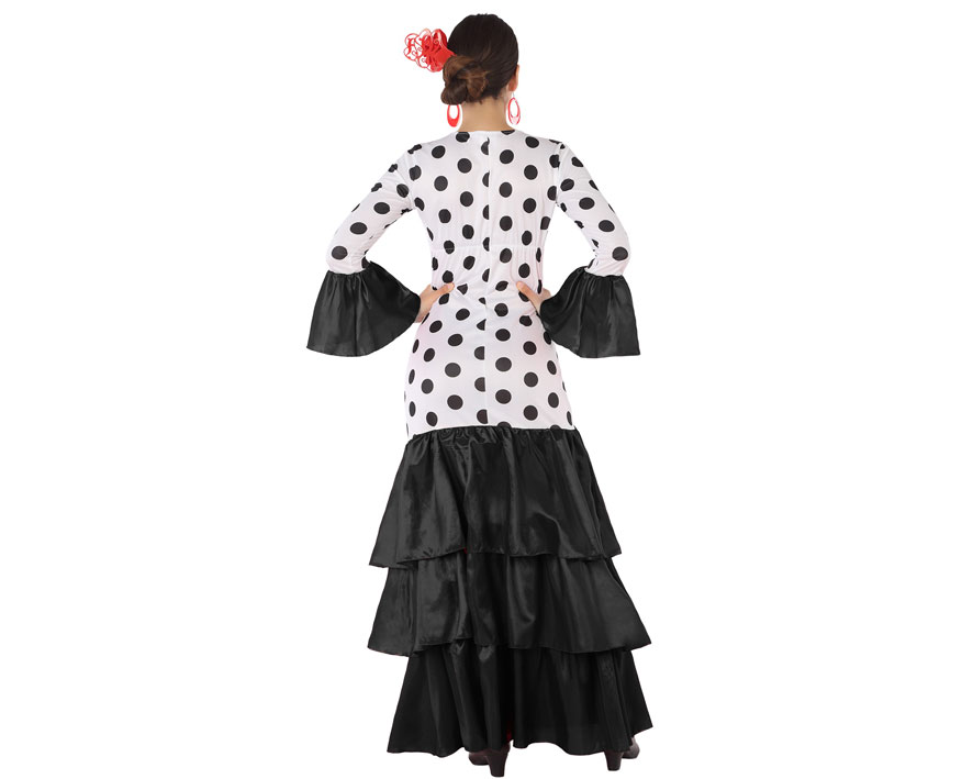 DISFRAZ FLAMENCA SEVILLANA BLANCO NEGRO MUJER ADULTO 