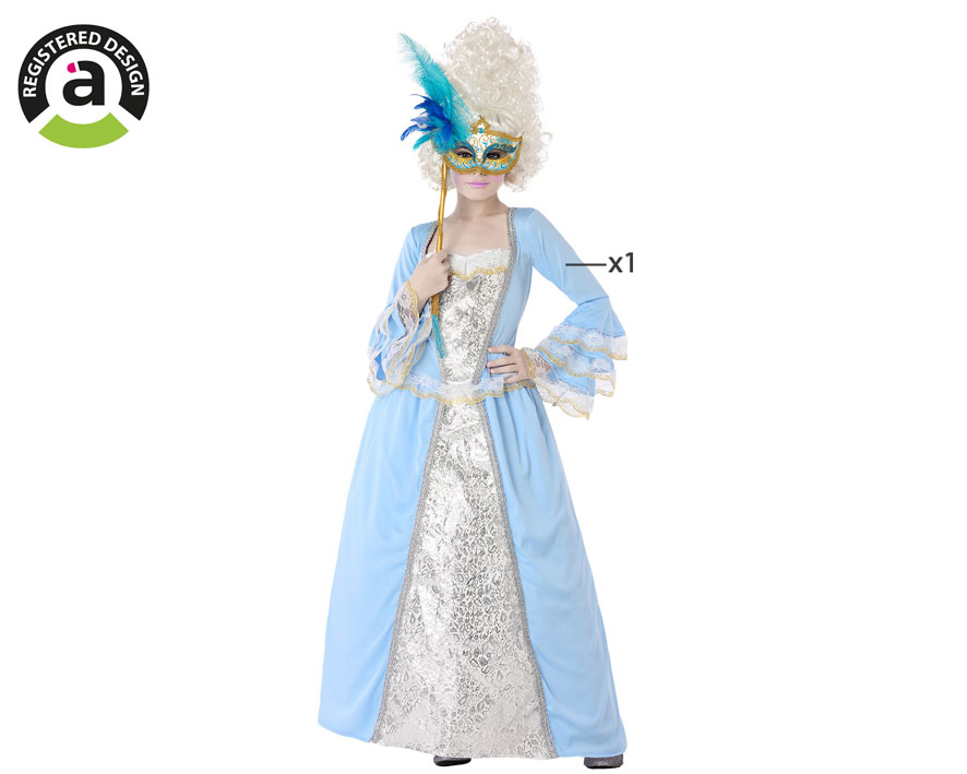 DISFRAZ DE EPOCA CORTESANA AZUL NIÑA INFANTIL