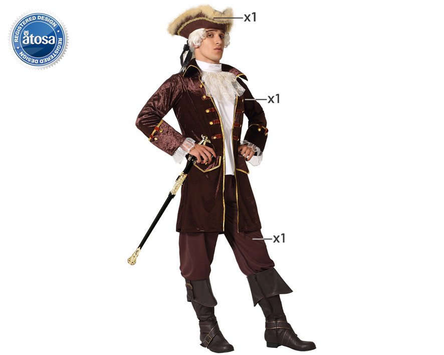 DISFRAZ PIRATA MARRÓN HOMBRE