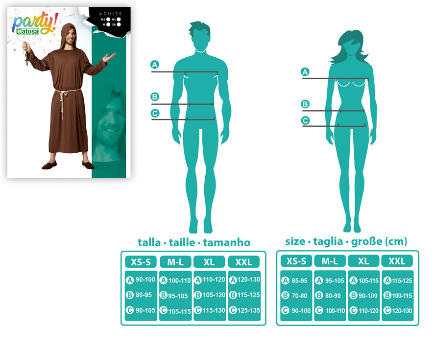DISFRAZ MONJE HOMBRE ADULTO MARRÓN