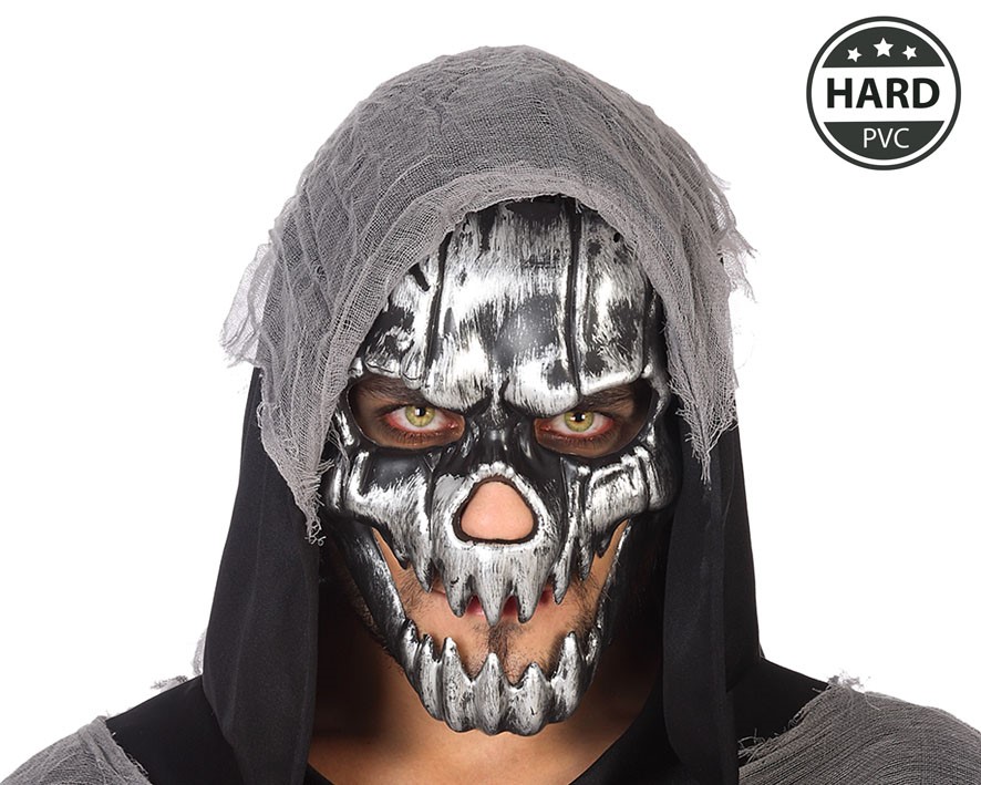 MASCARA CALAVERA PLATEADO PVC