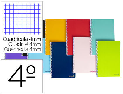 CUADERNO LIDERPAPEL 80H 60GR CUADRO 4MM COLORES SURTIDOS 