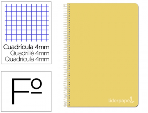 CUADERNO ESPIRAL A4 CUADROS 80H COLORES SURTIDOS AMARILLO 