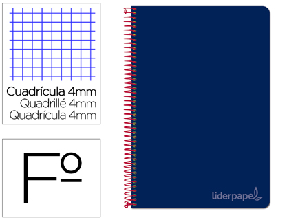 CUADERNO ESPIRAL A4 CUADROS 80H COLORES SURTIDOS AZUL MARINO 