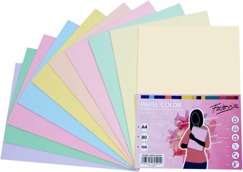 FABRISA PAPEL A4 80GR INKJET/LASER 100H 10 COLORES PASTEL
