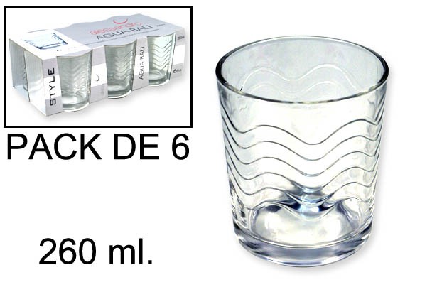 VASOS AGUA 260ml x6uni.