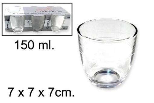 Vaso cristal pack 6 cortado 150ml