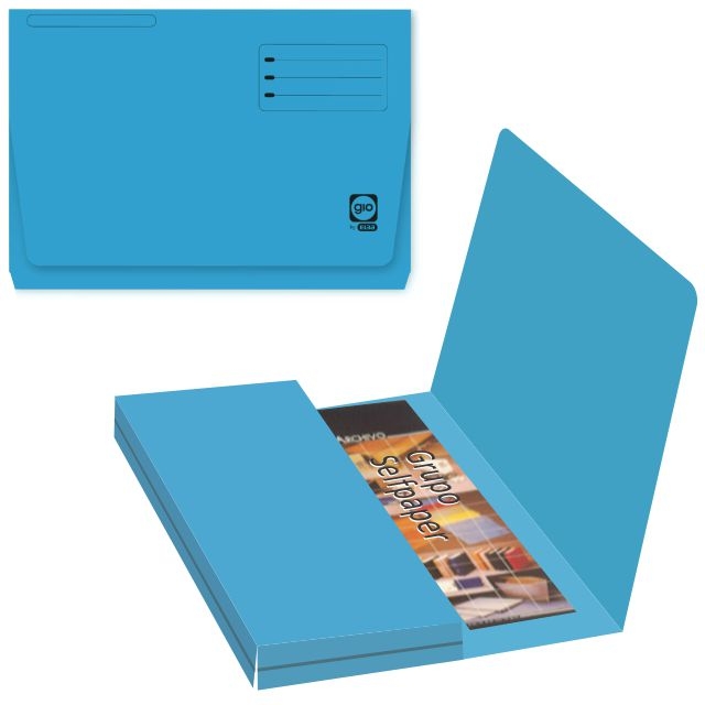 SUBCARPETA GIO POCKET CON BOLSA Y SOLAPA FOLIO CARTULINA 320GR AZUL 
