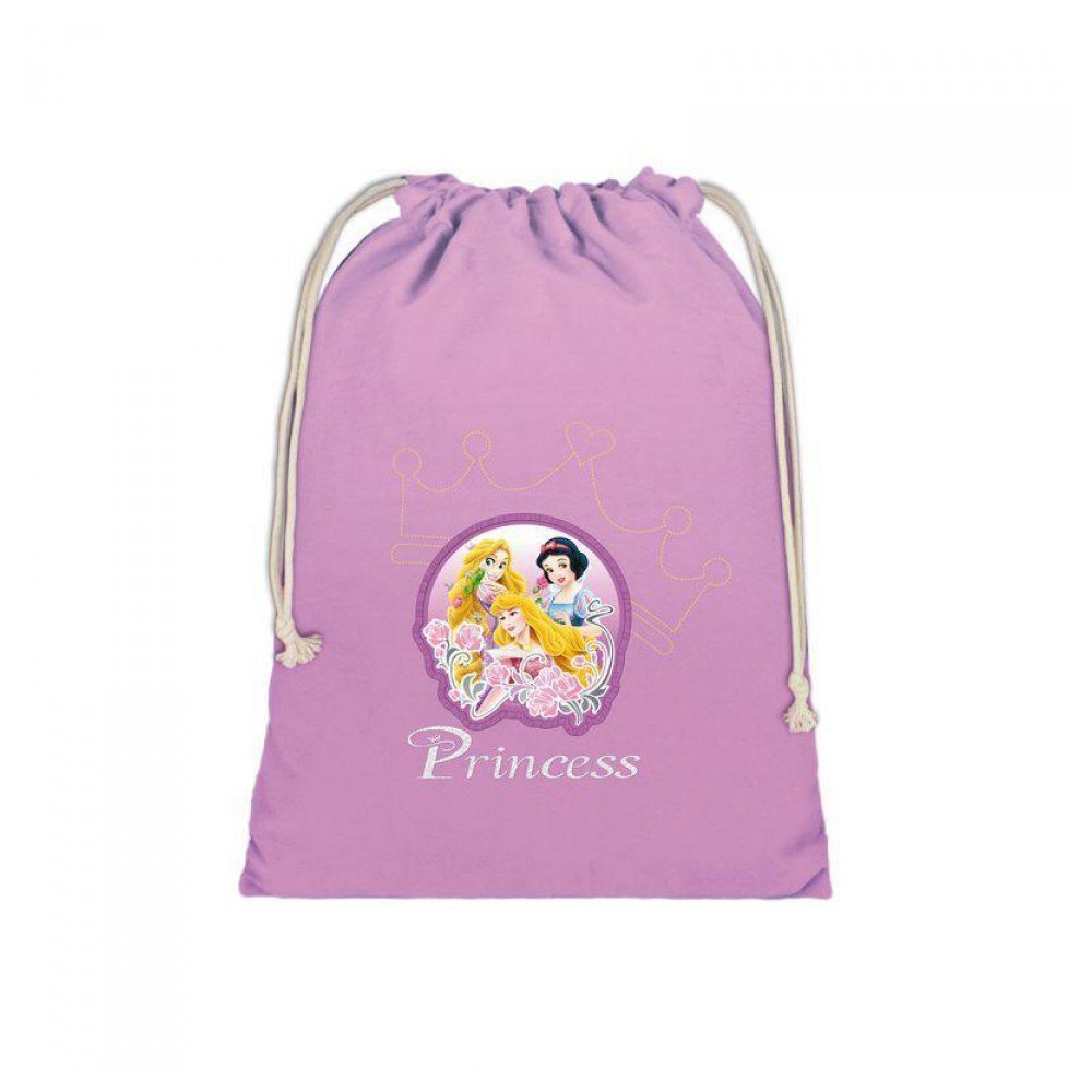 Princesas - Bolsa saquito de algodón - 24,5x30 cm de princesas