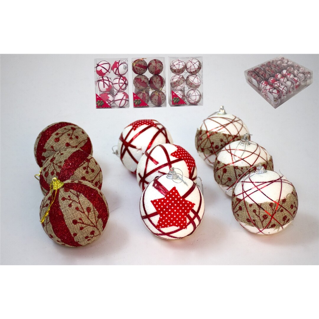 BOLA NAVIDAD X6 DECORADA 6CM 3STD