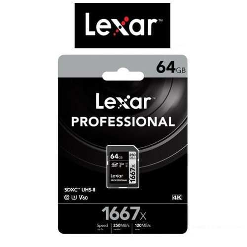 MEMORIA LEXAR 64GB PROFESIONAL 1667X SD USH-I