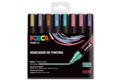 EST/8 MARCADOR POSCA COLORES METALICOS