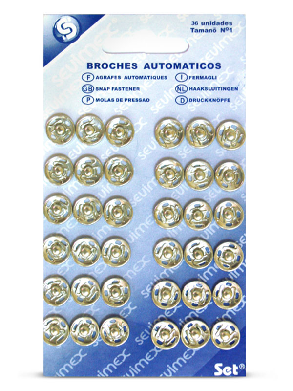 BROCHES AUTOMATICOS NIKEL 36uni. Nº1