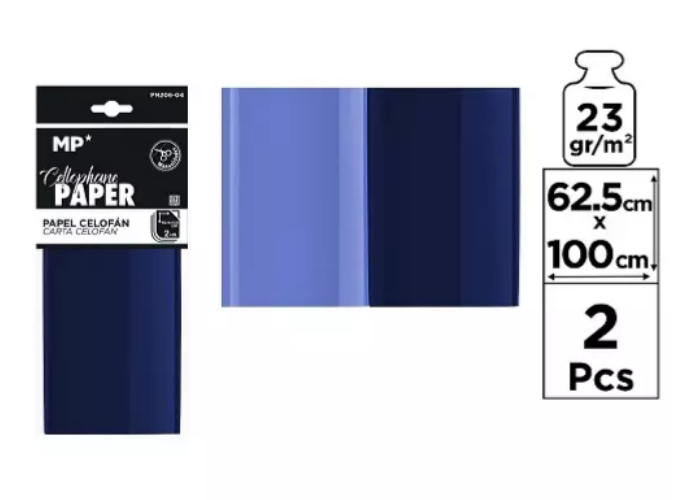 PAPEL CELOFAN 62.5X100 2UDS AZUL OSCURO 