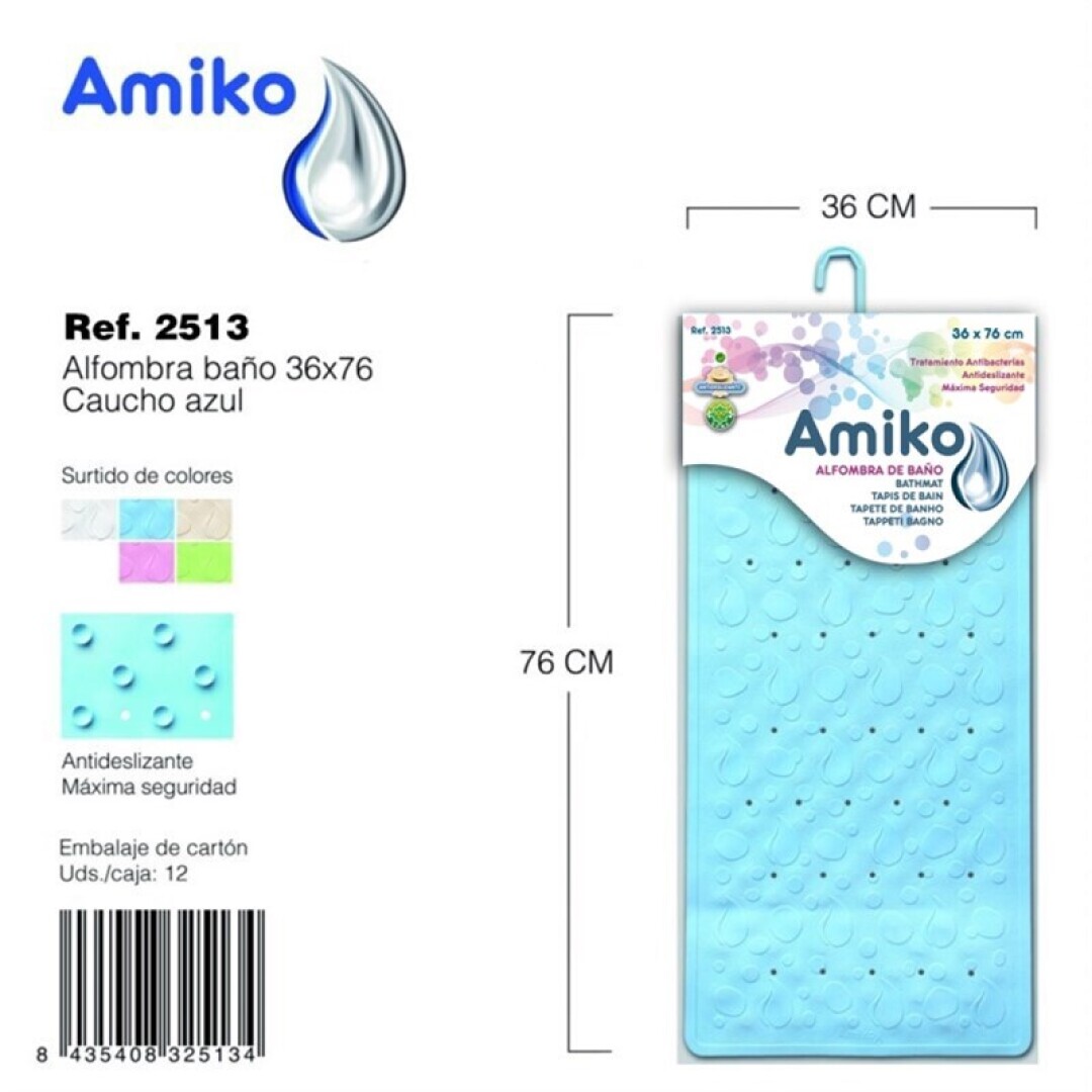 ALFOMBRA BAÑO AMIKO AZUL INTENSO 36 x 76 CM. 