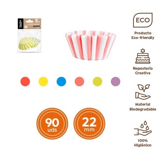 MOLDE BOMBON LINEA COLOR SURT. 2.2x2cm 90 uds.