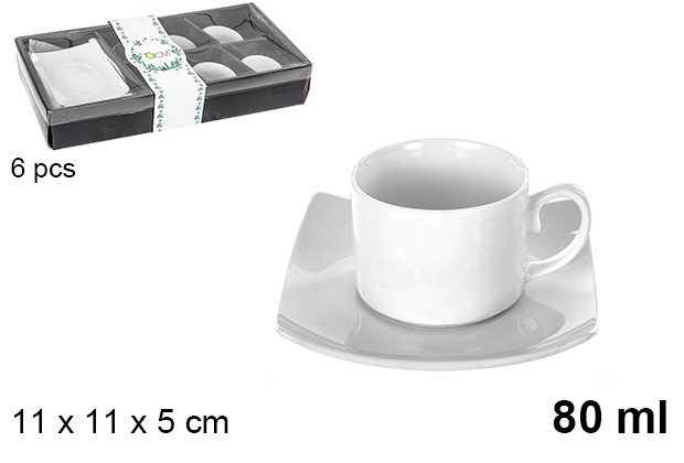Set 6 tazas cafe+6 platos 80ml