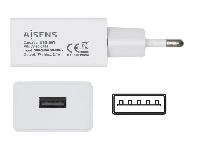 CARGADOR USB 10W 5V/2A BLANCO