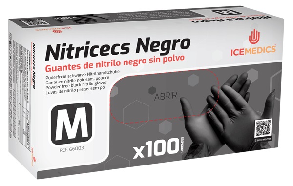 GUANTES DE NITRILO NEGRO SIN POLVO 100UDS