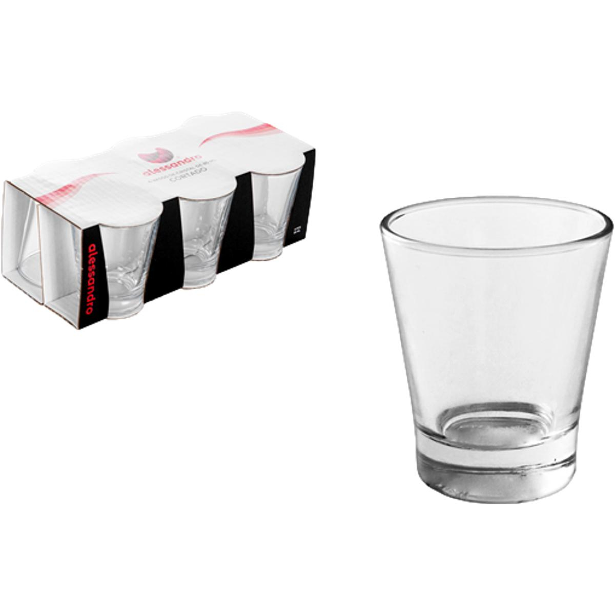 PACK 3 VASOS CRISTAL ALESSANDRO CAFE CORTADO 110ML