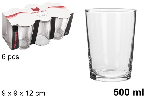 PACK 6 VASOS CRISTAL ALESSANDRO SIDRA 500ml