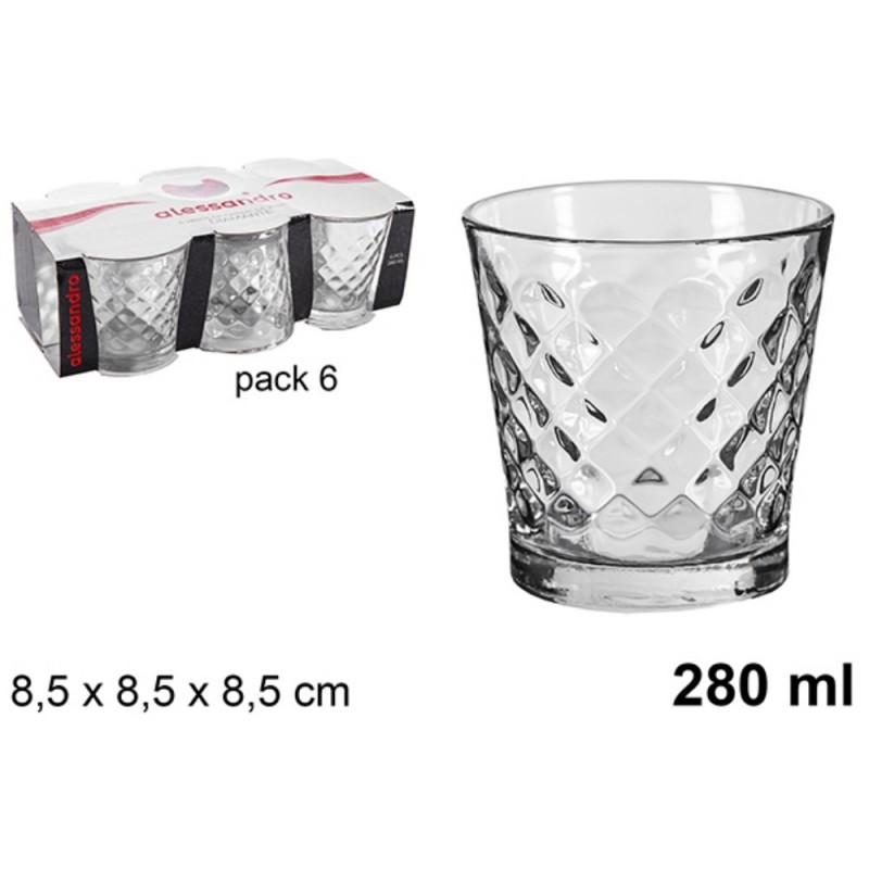 PACK 6 VASOS CRISTAL DIAMANTE 280ML