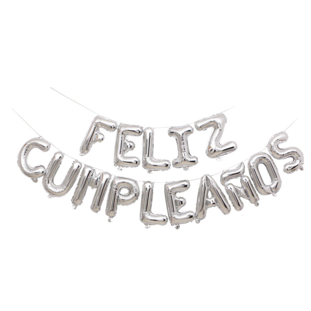 15PC GLOBO MYLAR FELIZ CUMPLEAÑOS 45CM PLATA 