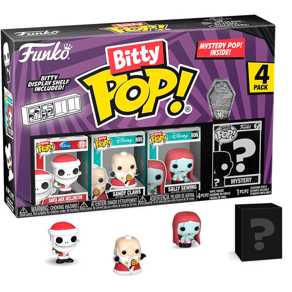 Blister 4 figuras Bitty POP Disney Pesadilla Antes de Navidad Santa Jack 